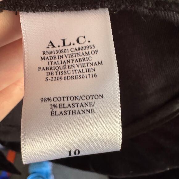 A.L.C. Black Ivy Velvet Button Front Long Sleeve Gold Button Mini Dress 10 - Picture 4 of 5